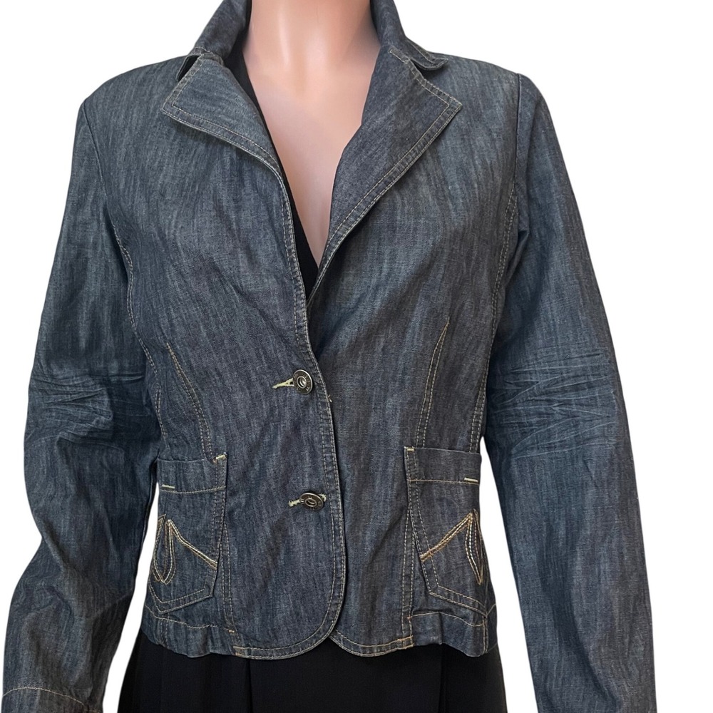 Level‎ 99 Denim blazer jacket size Medium, 100% cotton preppy, western chic